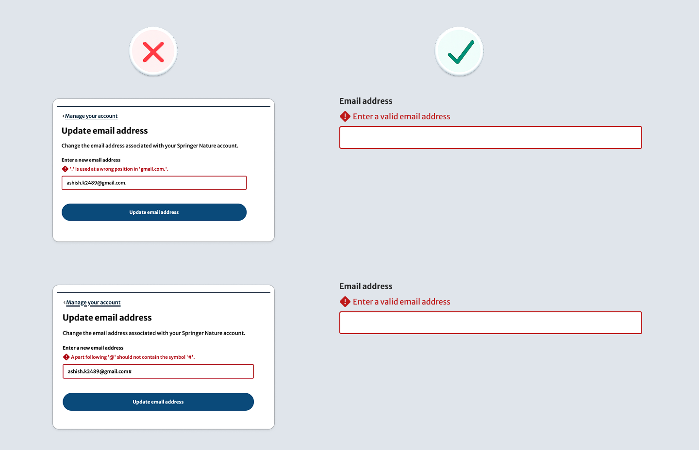 Before and after: email validation